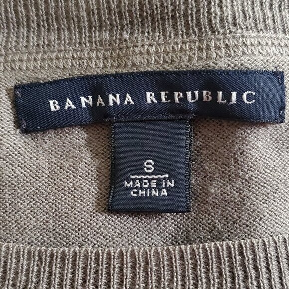 Banana Republic taupe silk blend sweater, metallic stripes, raglan sleeves - Picture 7 of 8